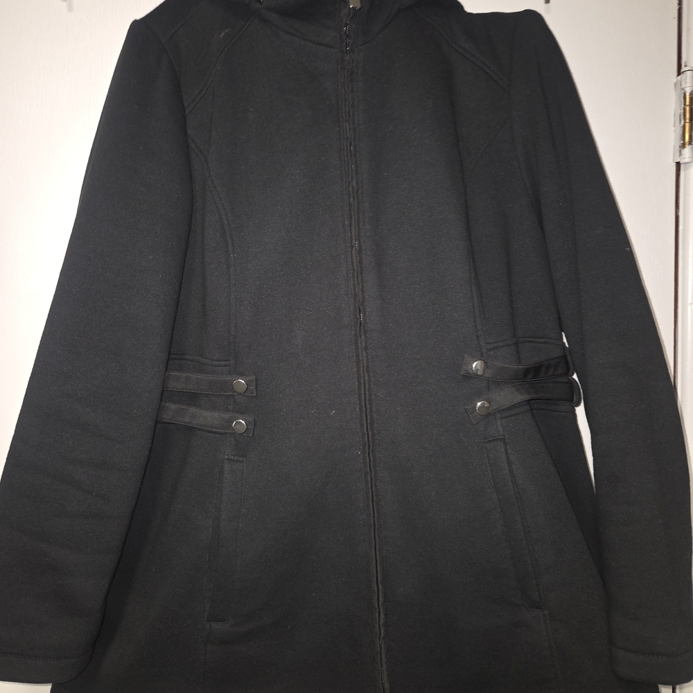 Chic Black Hooded Coat
